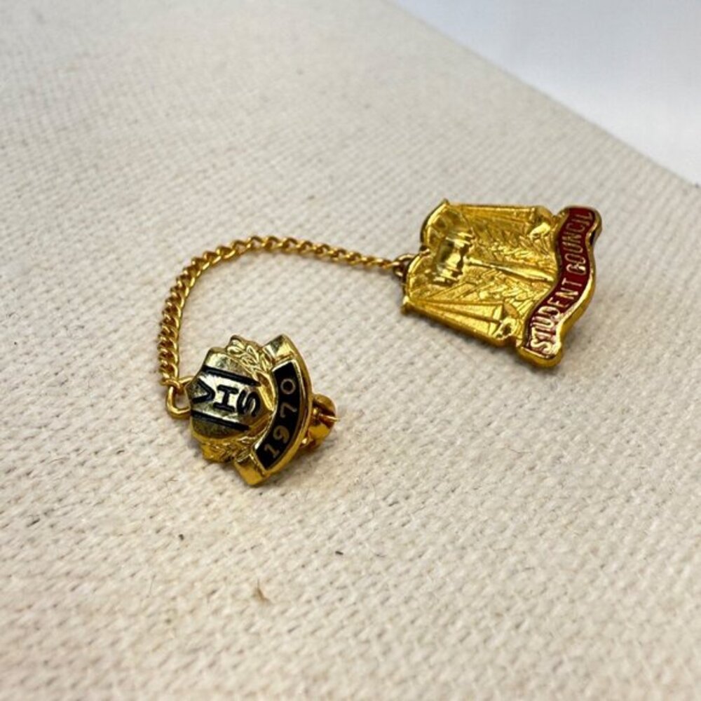 Vintage High School Lapel Pin 1970 VHS Student Council Tie Tack Retro